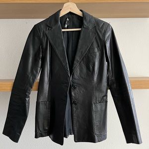 Theory 90s black leather blazer jacket
